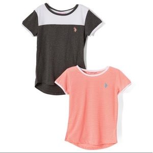 Dark Grey Panel Top & light Coral stripe Top